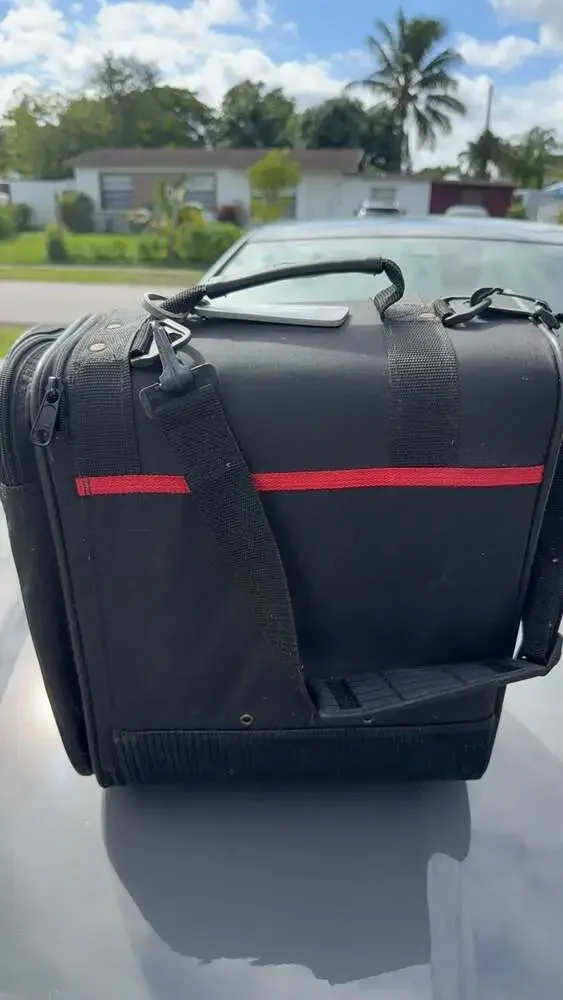 Vintage SV The Original Locker Bag Black & Red Travel Holdall Duffle Gym Bag